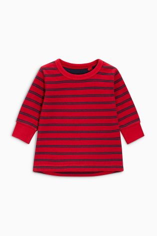 Red/Navy/Green Stripe Long Sleeve Double Cloth Layer Tops Two Pack (3mths-6yrs)